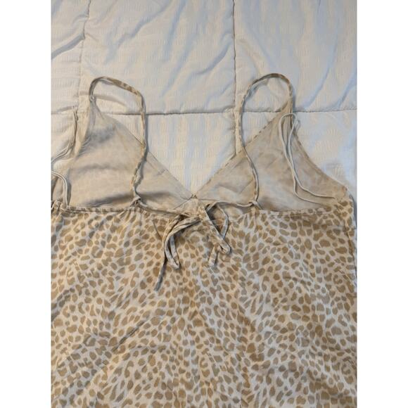 Gap Beige Linen Blend Midi Dress Tank Cheetah Leopard Beige Tan Cream Women's 10 - Picture 9 of 9